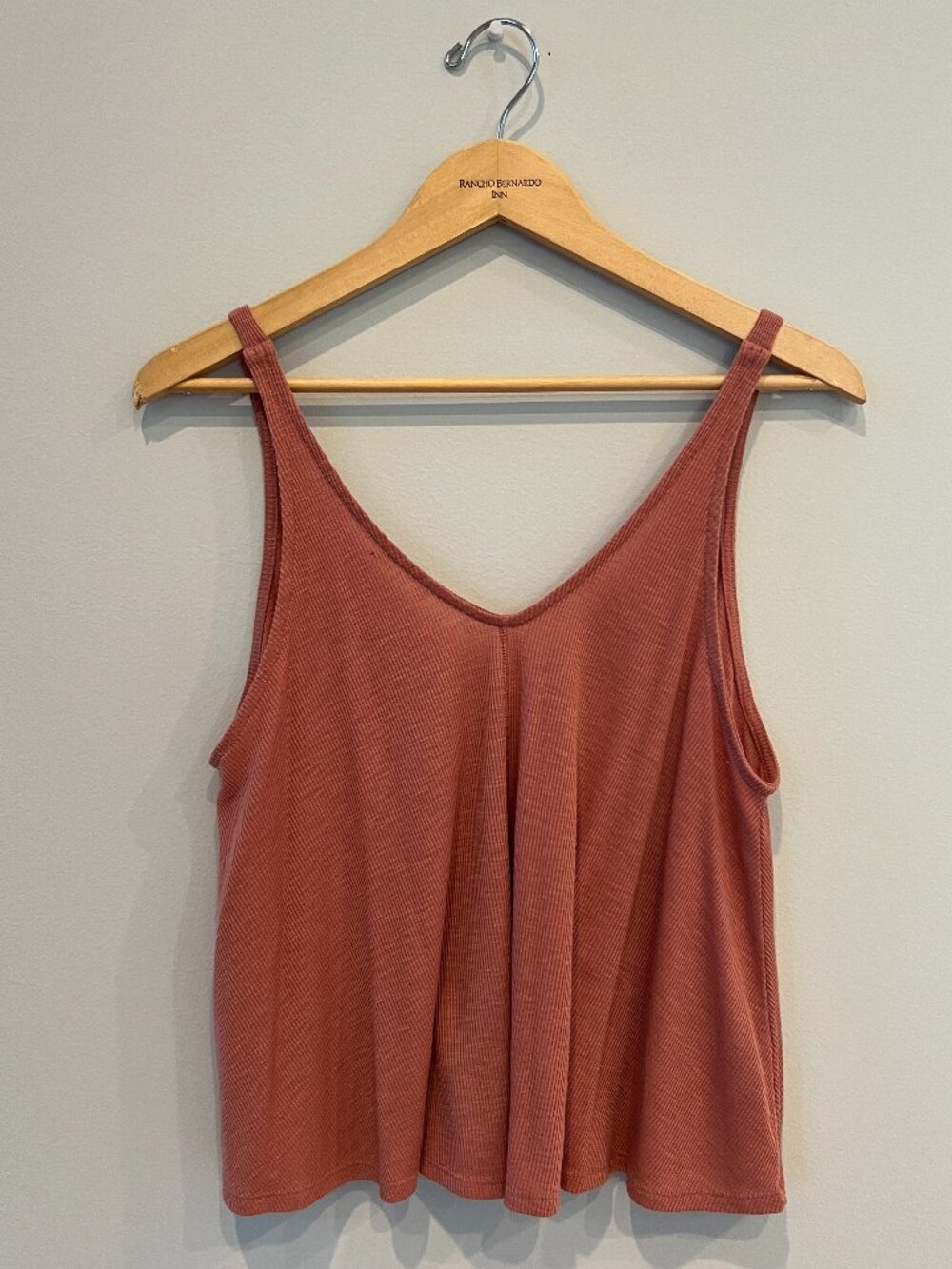 Free People Blush Ribbed Deep V Seam Detail Tank Top – XS